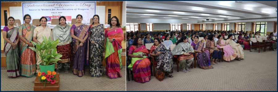 Ms. Parimala Hana Nutan, IPS, Joint Commissioner of Police; Dr. Sudha Reddy, Managing Director, KN Biosciences India Pvt. Ltd., Dr. Y. Sridevi, Director, Pinnacle Group of Colleges; and Ms. Shyamala Ghantasala, Vice President, Head of Telangana Kotak Mahindra Bank graced the occasion of International Women's Day Celebrations at ni-msme