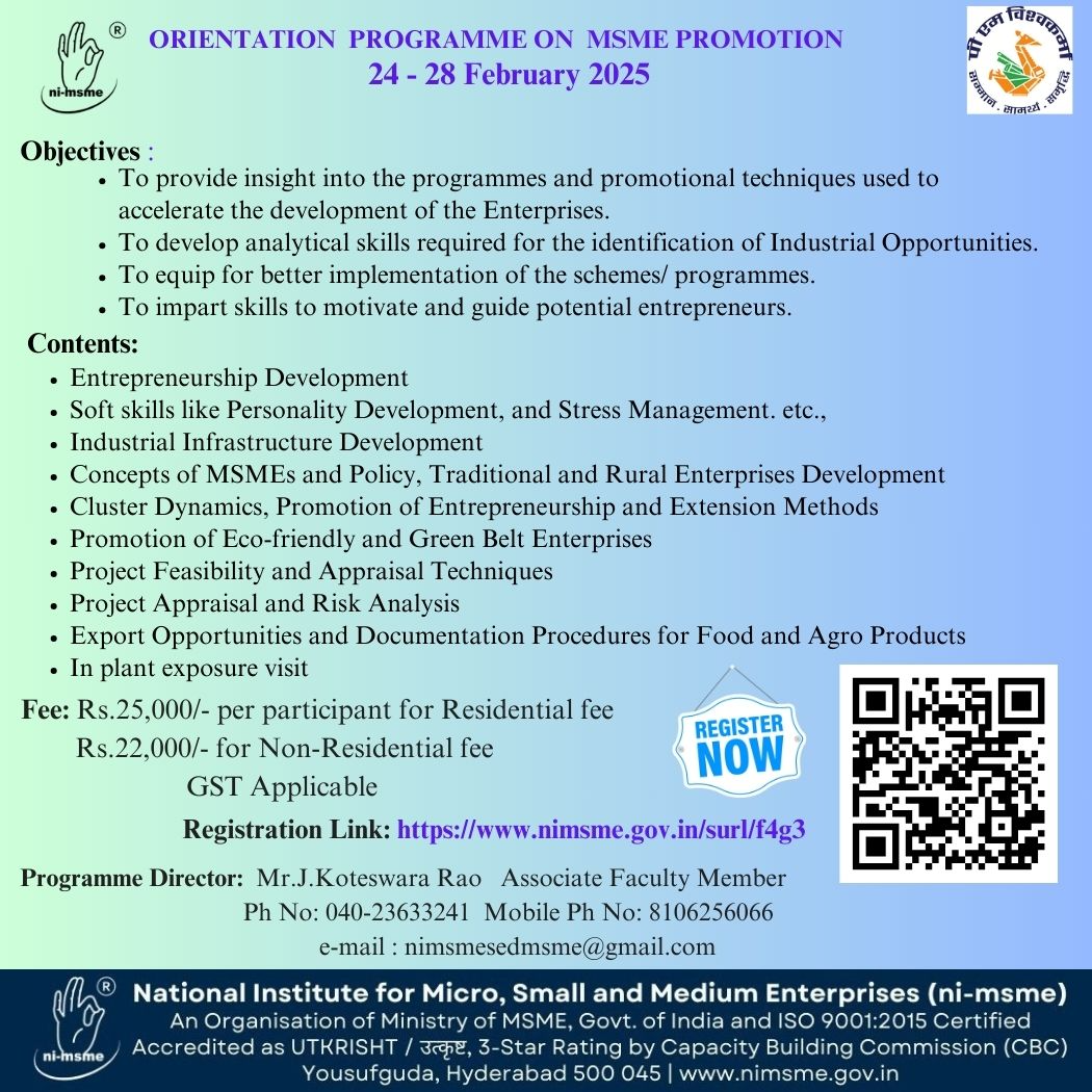  Orientation Programme on MSME Promotion