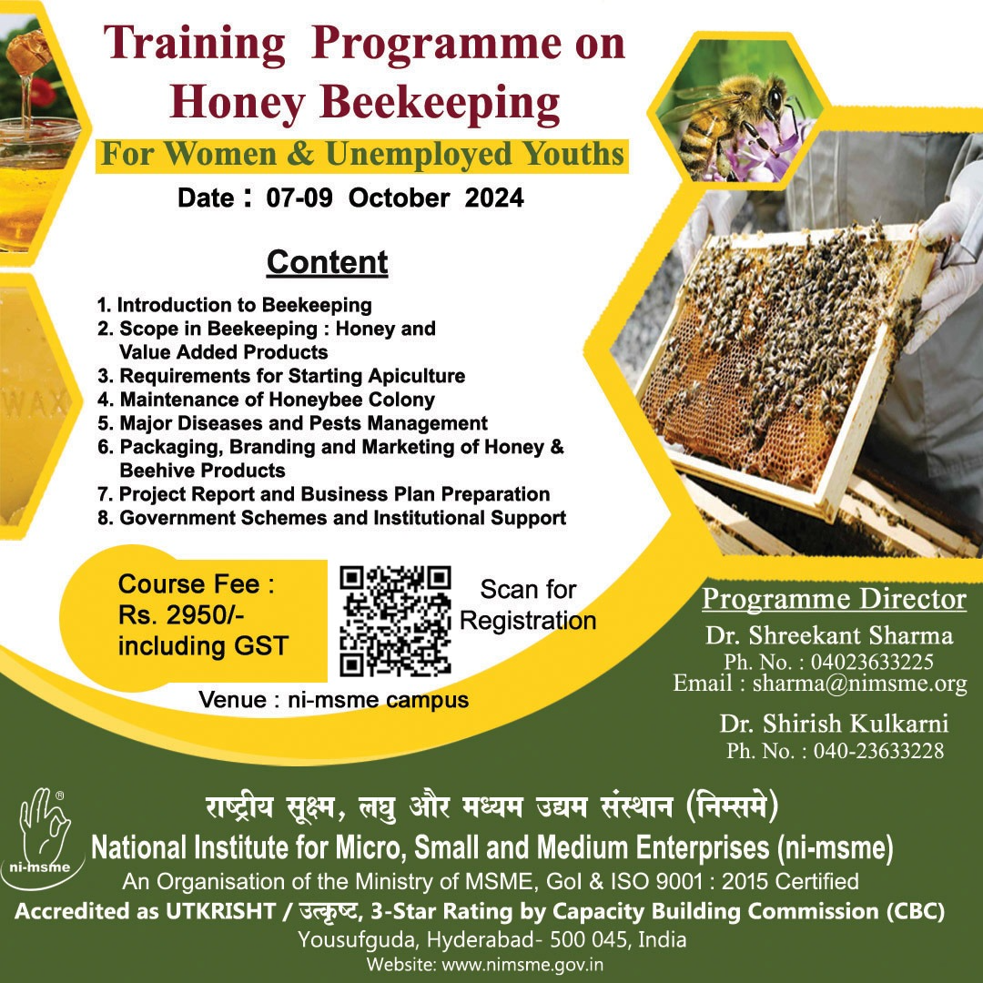 Training Programme on Honey Beekeeping for Women and Unemployed Youth