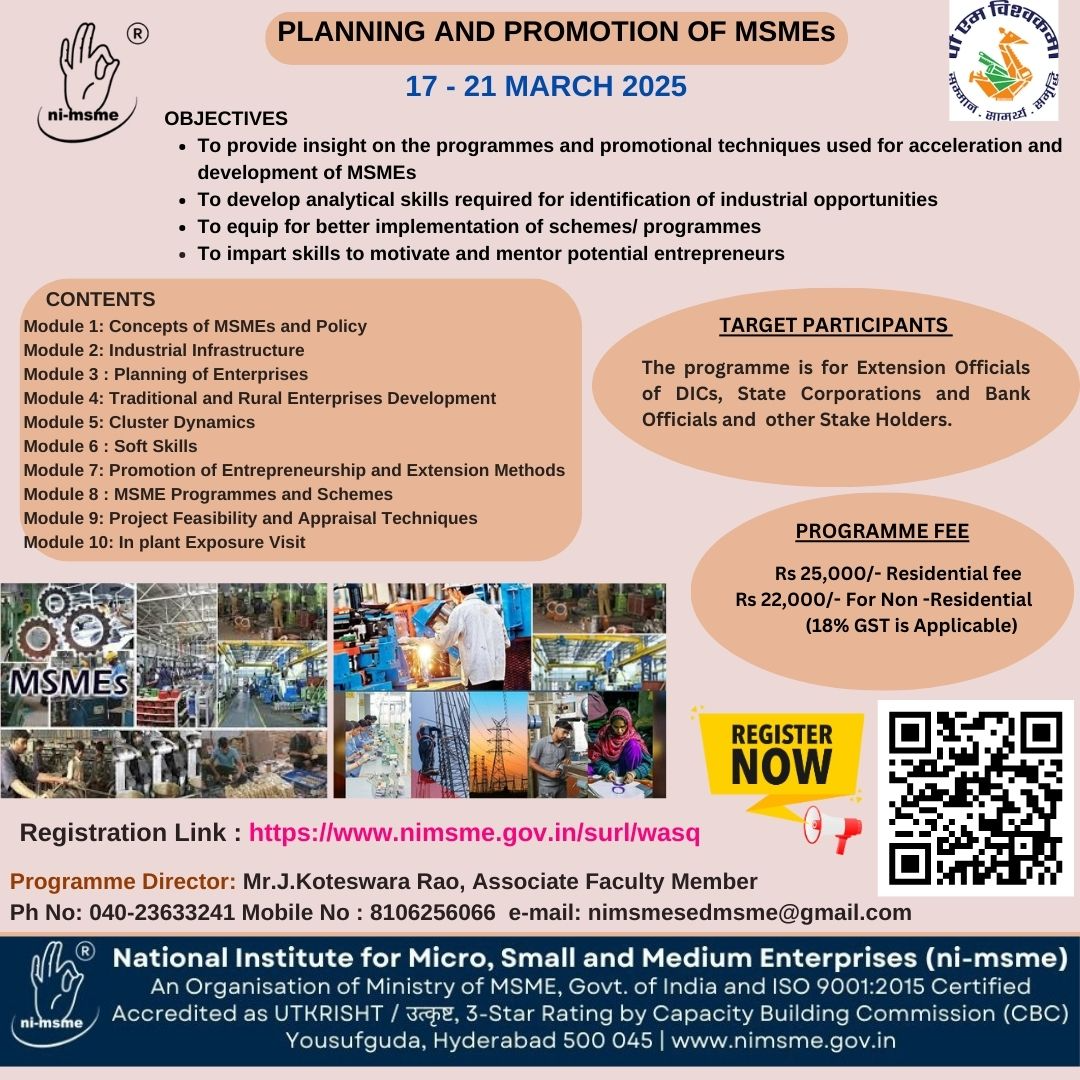  Planning and Promotion of MSMEs