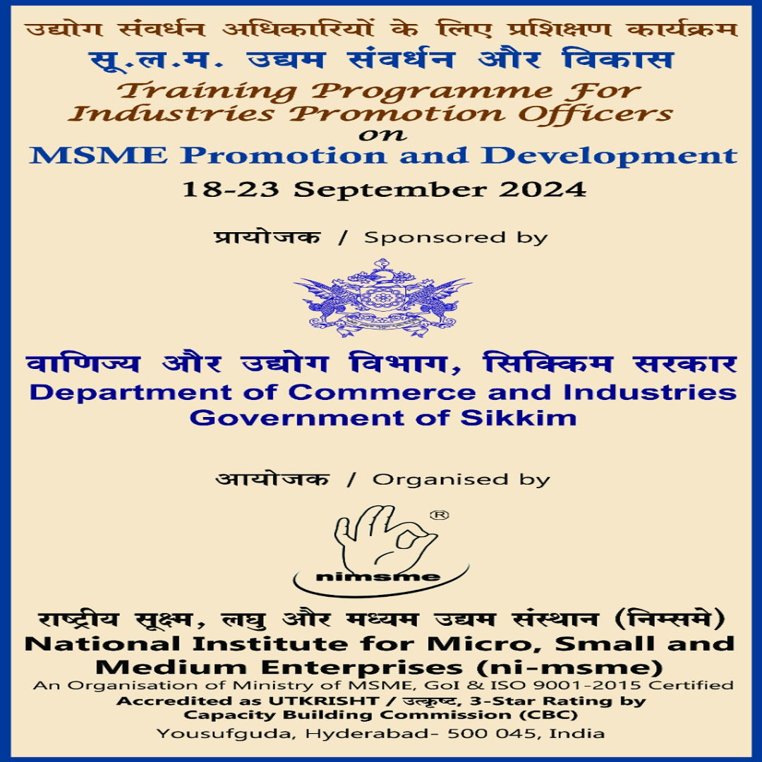 Training Programme on MSME Promotion and Development